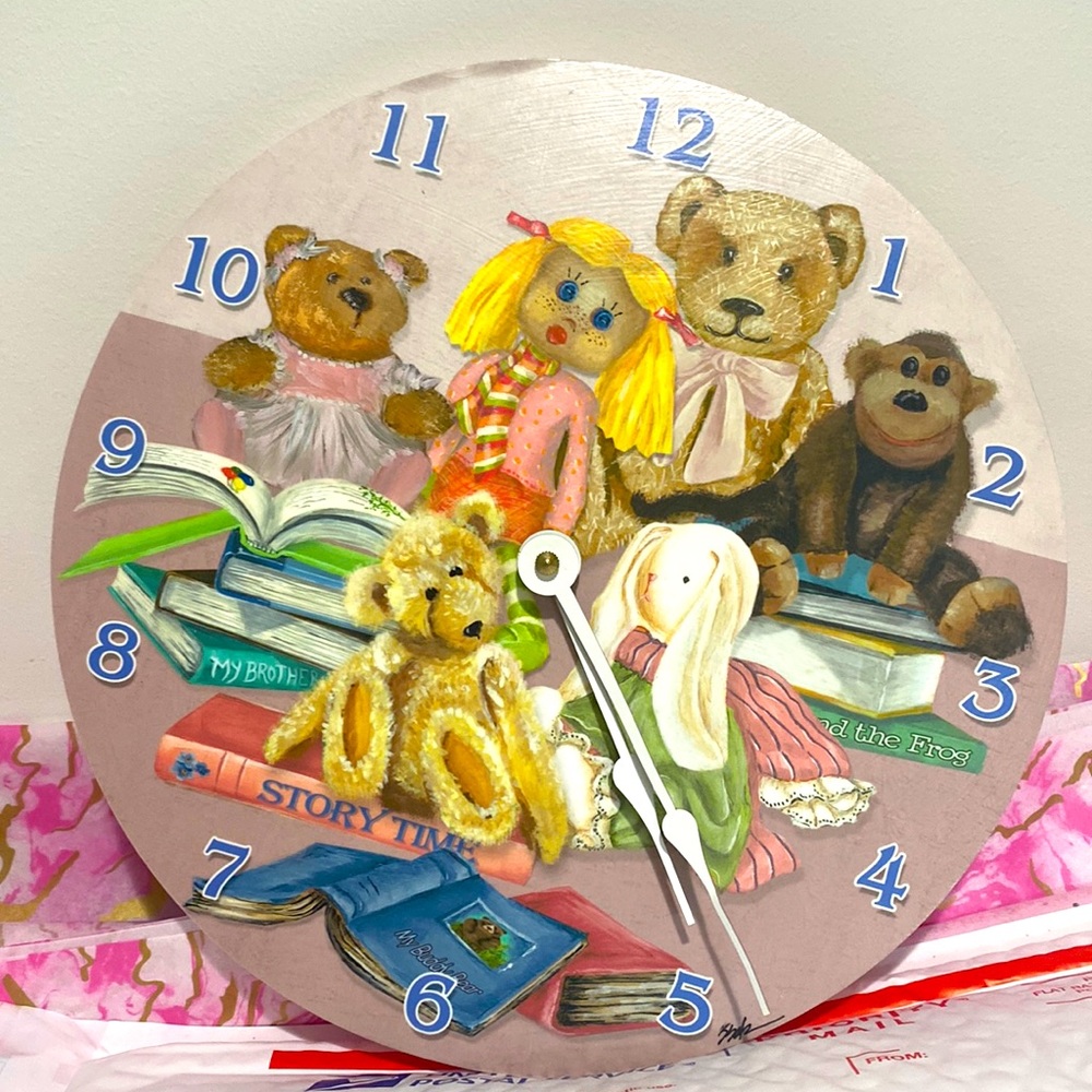 NEW never used Hand painted- kids wall clock